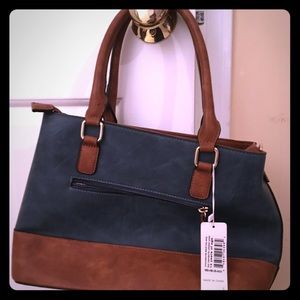 Casual blue and brown leather purse